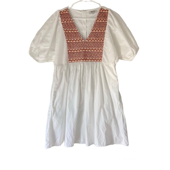 Madewell Embroidered Poplin V Neck Mini Dress NF854 - Picture 7 of 11